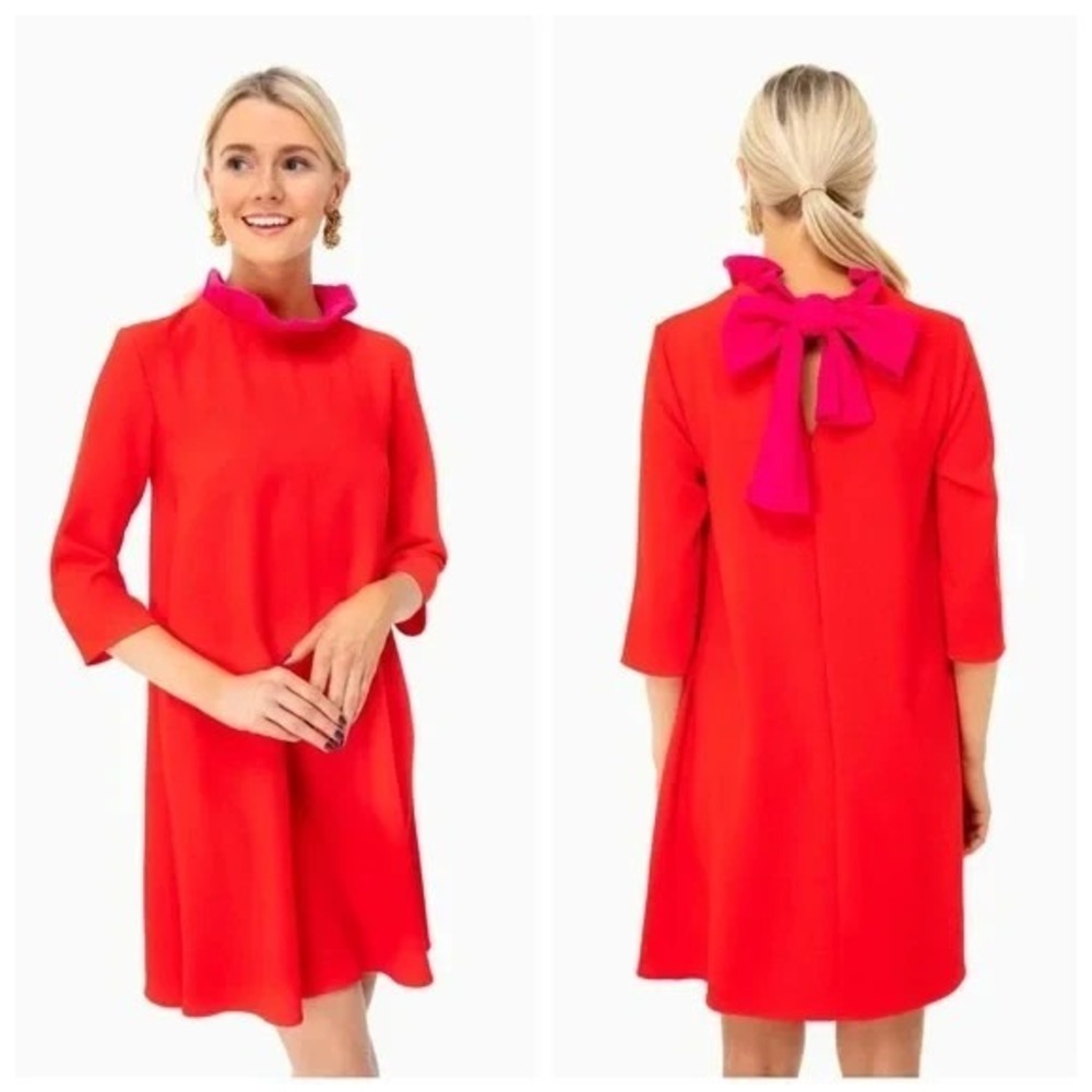 Tuckernuck Pomander Place Daphne Dress XS Pink Red Color Block Preppy Party